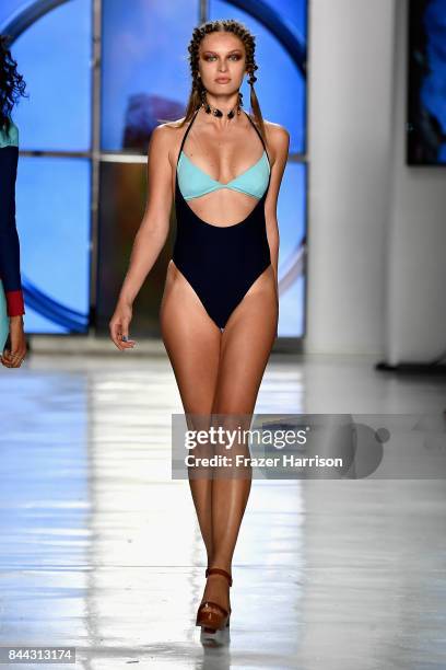 Model walks the runway for Chromat during New York Fashion Week at Gallery 3, Skylight Clarkson Sq on September 8, 2017 in New York City.