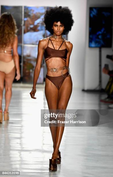Model walks the runway for Chromat during New York Fashion Week at Gallery 3, Skylight Clarkson Sq on September 8, 2017 in New York City.