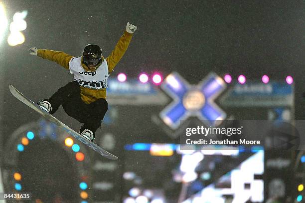 Torah Bright of Cooma, Australia participates in the Women's Snowboard Superpipe Final on her way to winning the gold metal January 23, 2009 during...