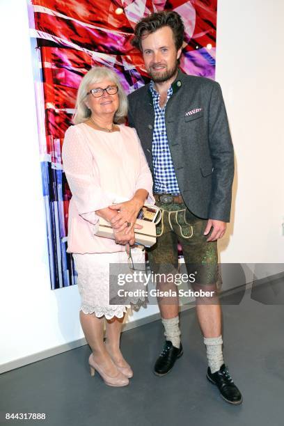 Anne-Marie von Hassel, mother of Michael von Hassel and Photographer Michael von Hassel during the 'Michael von Hassel' Exhibition Opening at...