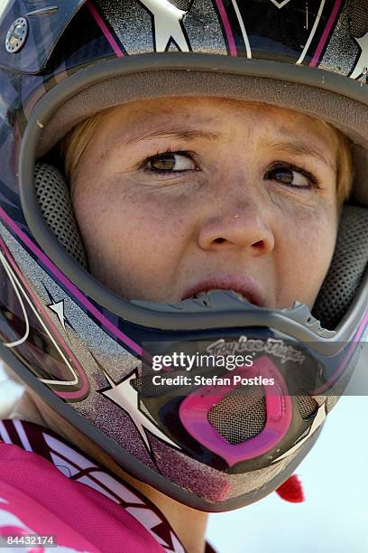 Lauren Reynolds studies the 4 cross coarse during the 2009 Australian Mountain Bike Championships held at Stromlo Forest Park January 24, 2009 in...