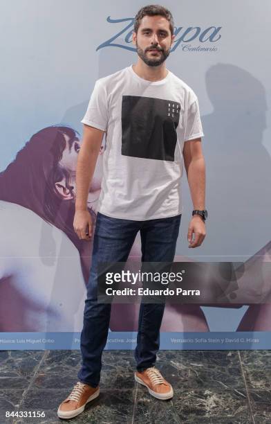 Actor Miguel Diosdado attends the 'El Amante' photocall at Kamikaze theatre on September 8, 2017 in Madrid, Spain.