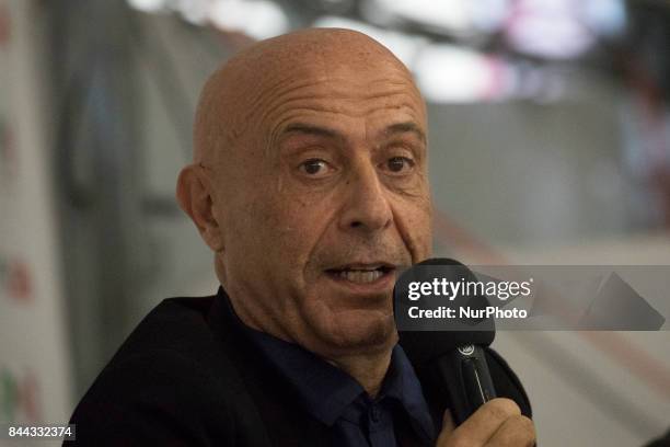 Torino, Italy the Minister of the Interior Marco Minniti speaks during the Festival dell'Unità, the annual popular celebrations held by Democratic...