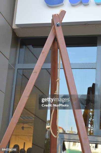 Gallows is pictured on the opening day of the September 12 Shame Museum, which is held with the help of the main opposition Republican People's...