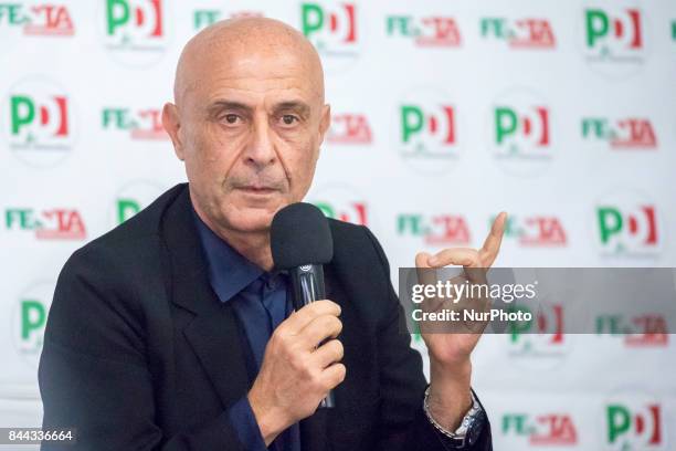 Torino, Italy the Minister of the Interior Marco Minniti speaks during the Festival dell'Unità, the annual popular celebrations held by Democratic...