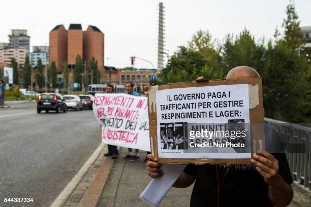 Torino, Italy Left-wing people protest against the visit of the Minister of the Interior Marco Minniti.Due to his policies on immigration and...