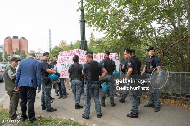 Torino, Italy Left-wing people protest against the visit of the Minister of the Interior Marco Minniti.Due to his policies on immigration and...