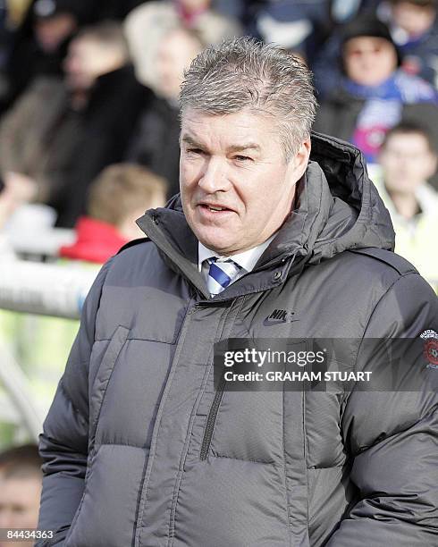 Chris Turner, caretaker manager of Hartlepool, attends an FA Cup, 4th round football match between Hartlepool United and West Ham United at Victoria...
