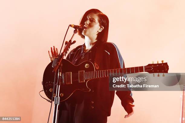 Romy Madley Croft of The XX headlines the Castle Stage on Day 2 of Bestival at Lulworth Castle on September 8, 2017 in Wareham, England.