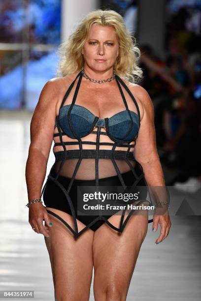 Model Emme walks the runway for Chromat during New York Fashion Week at Gallery 3, Skylight Clarkson Sq on September 8, 2017 in New York City.