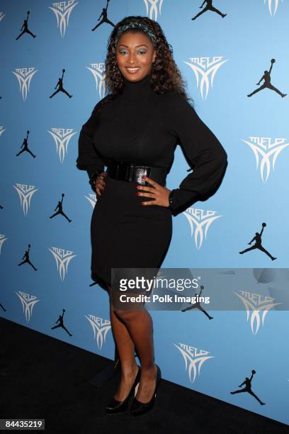 Tocarra arrives to the launch of the JORDAN MELO M5 shoe at a star-studded gala at Siren Studios in Hollywood, CA on November 20, 2008.