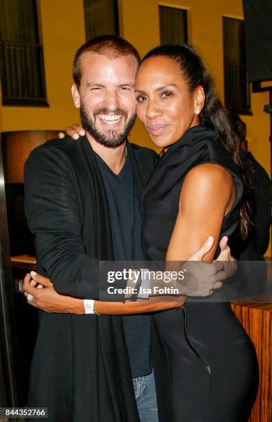 Barbara Becker and her boyfriend Juan Lopez Salaberry attend a QVC event during the Vogue Fashion's Night Out on September 8, 2017 in duesseldorf,...