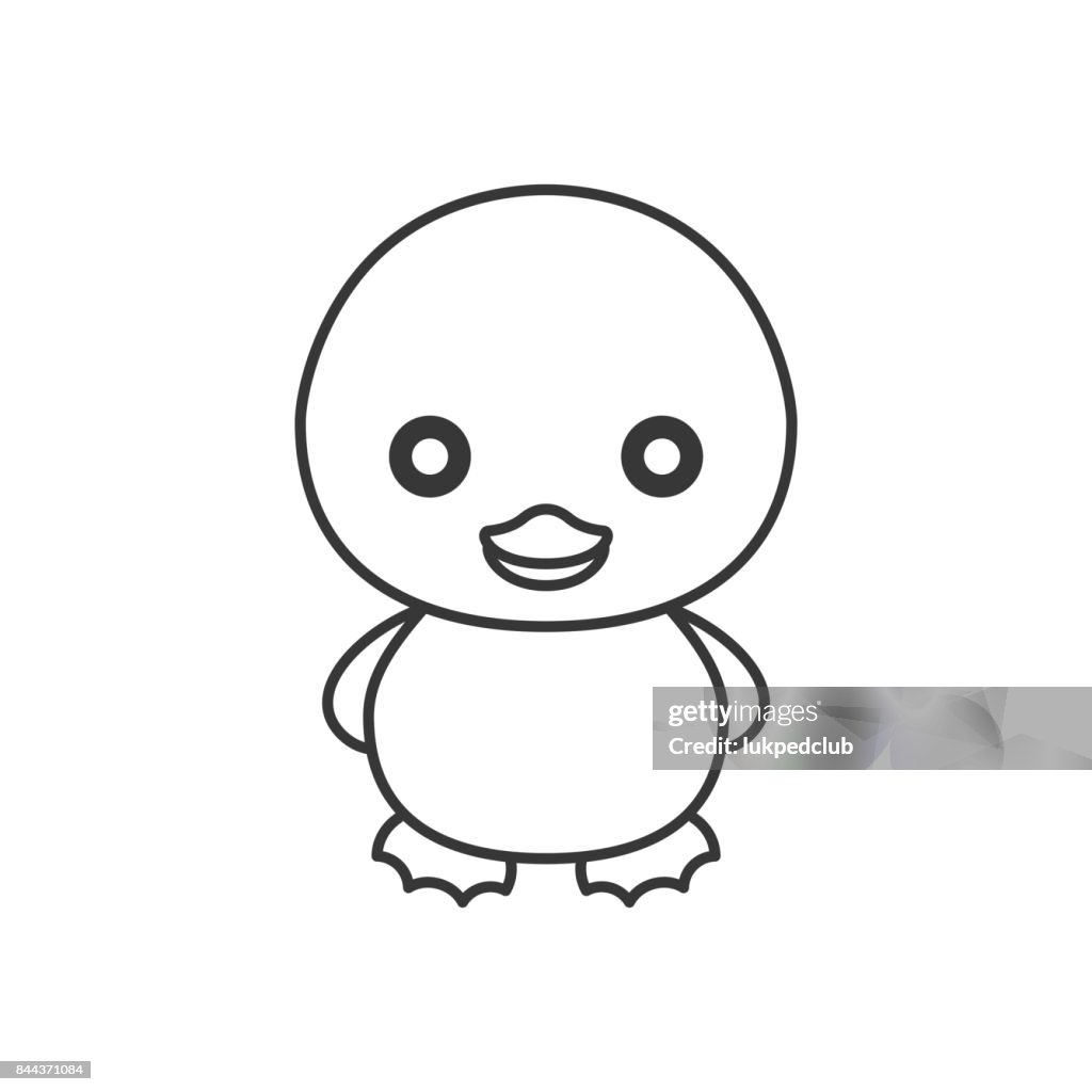 Cute Cartoon Rubber Duck Outline Icon High-Res Vector Graphic - Getty Images