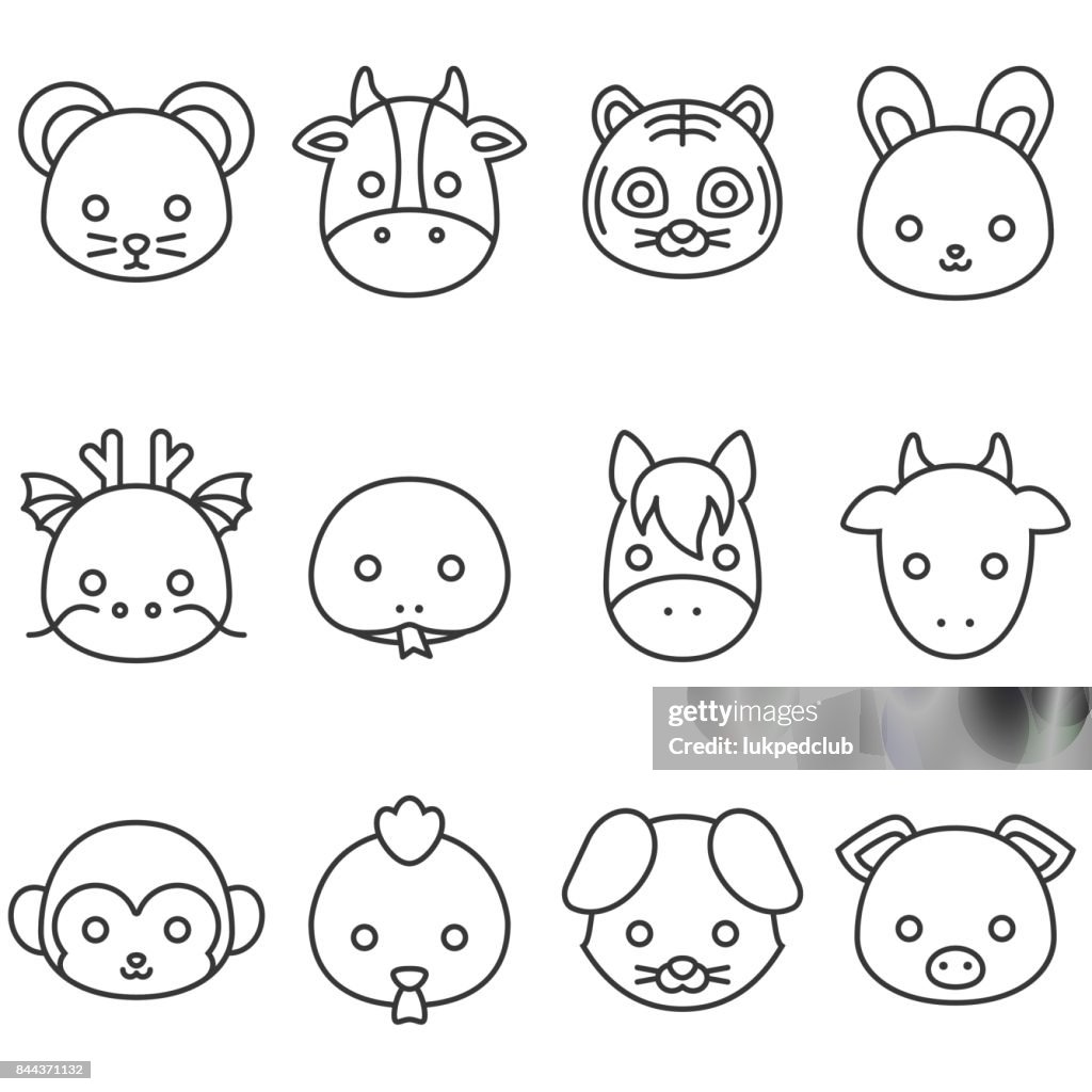 Dibujos Animados Icono De La Línea Del Zodiaco Chino Cara De Rata Vaca Tigre Conejo Dragón Serpiente Caballo Cabra Mono Gallo Perro Y Cerdo Ilustración de stock - Getty Images Dibujos Animados Icono De La Línea Del Zodiaco Chino Cara De Rata Vaca Tigre Conejo Dragón Serpiente Caballo Cabra Mono Gallo Perro Y Cerdo Ilustración de stock - Getty Images