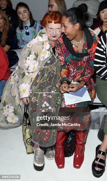 Vogues Lynn Yaeger and Chioma Nnadi attend the Chromat fashion show during New York Fashion Week: The Shows at Gallery 3, Skylight Clarkson Sq on...