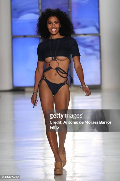 Model walks the runway at Chromat show during New York Fashion Week at Gallery 3, Skylight Clarkson Sq on September 8, 2017 in New York City.