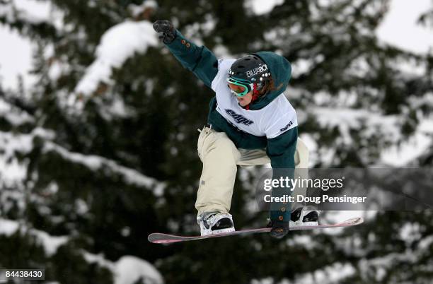 Jenny Jones of Bristol, Great Britain spins a 540 during the finals as she won the gold medal in the Women's Snowboard Slopestyle in Winter X Games...