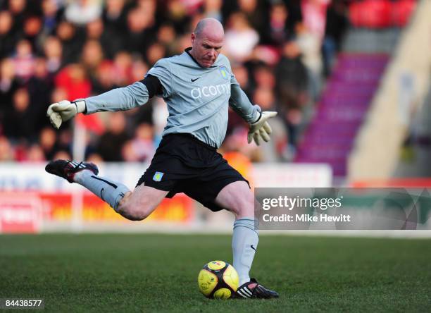Brad Friedel of Aston Villa in action during the FA Cup Sponsored by E.on 4th Round match between Doncaster Rovers and Aston Villa at the Keepmoat...