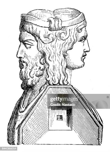 roman god janus - roman god stock illustrations