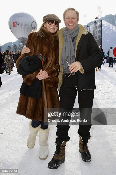 Singer Peter Kraus with his wife Ingrid attend the Hahnenkamm Race weekend on January 24, 2009 in Kitzbuehel, Austria.