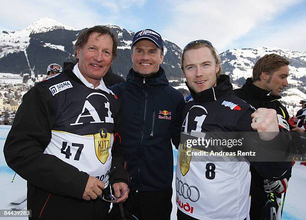 Franz Klammer, David Coulthard and Ronan Keating attend the 'Kitz Charity Race' during Hahnenkamm Race weekend on January 24, 2009 in Kitzbuehel,...