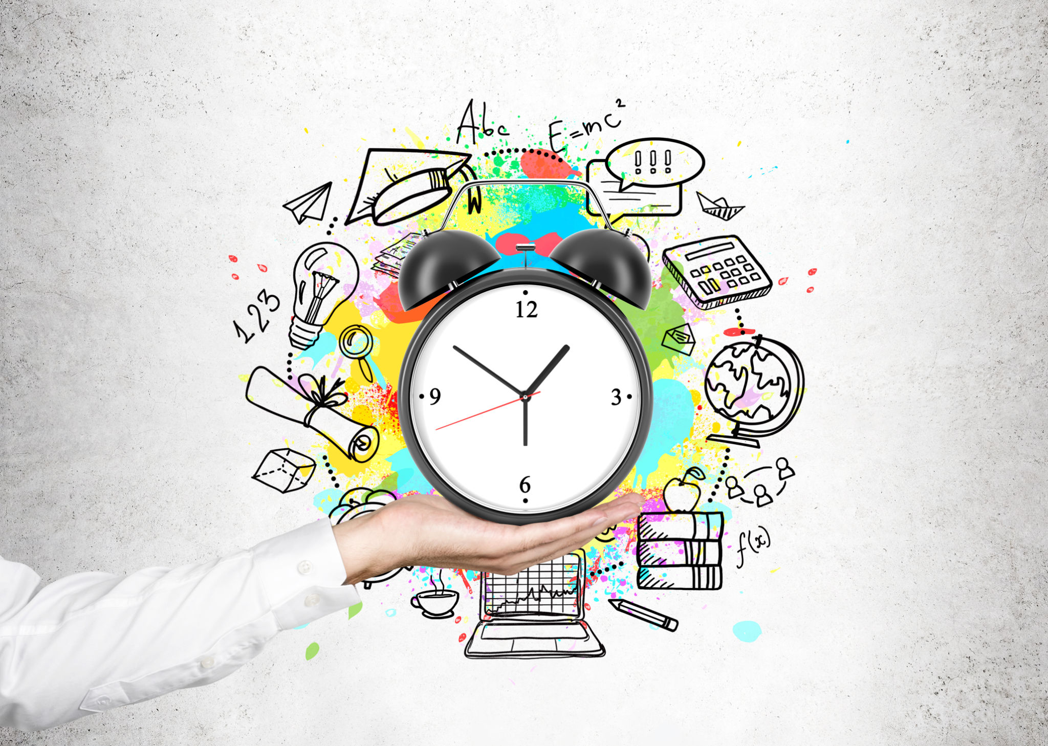 Man s hand and a time management scheme Man s hand and a time management scheme