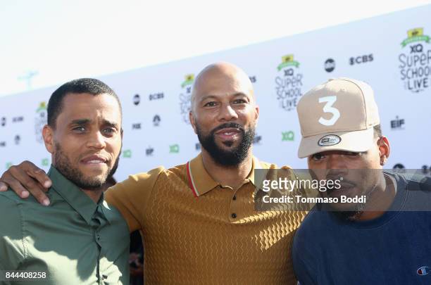 Michael Ealy, Common, and Chance The Rapper attend XQ Super School Live, presented by EIF, at Barker Hangar on September 8, 2017 in Santa California.