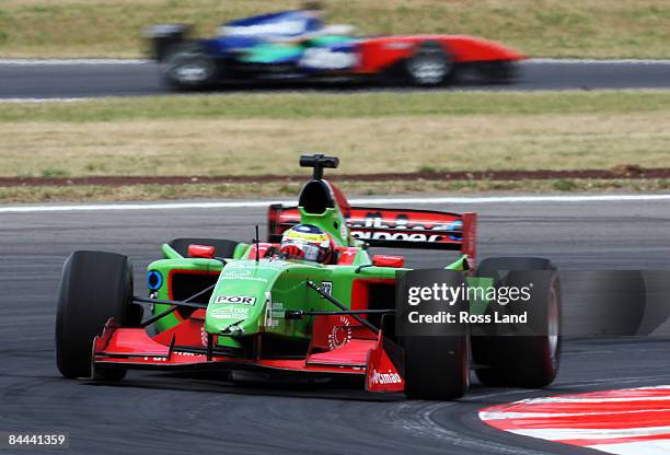 Filipe Albuquerque of Portugal in action during the feature race at the New Zealand A1 Grand Prix at the Taupo Race Track January 25, 2009 in Taupo,...