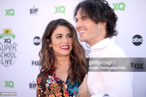 Actors Nikki Reed and Ian Somerhalder attend XQ Super School Live, presented by EIF, at Barker Hangar on September 8, 2017 in Santa California.