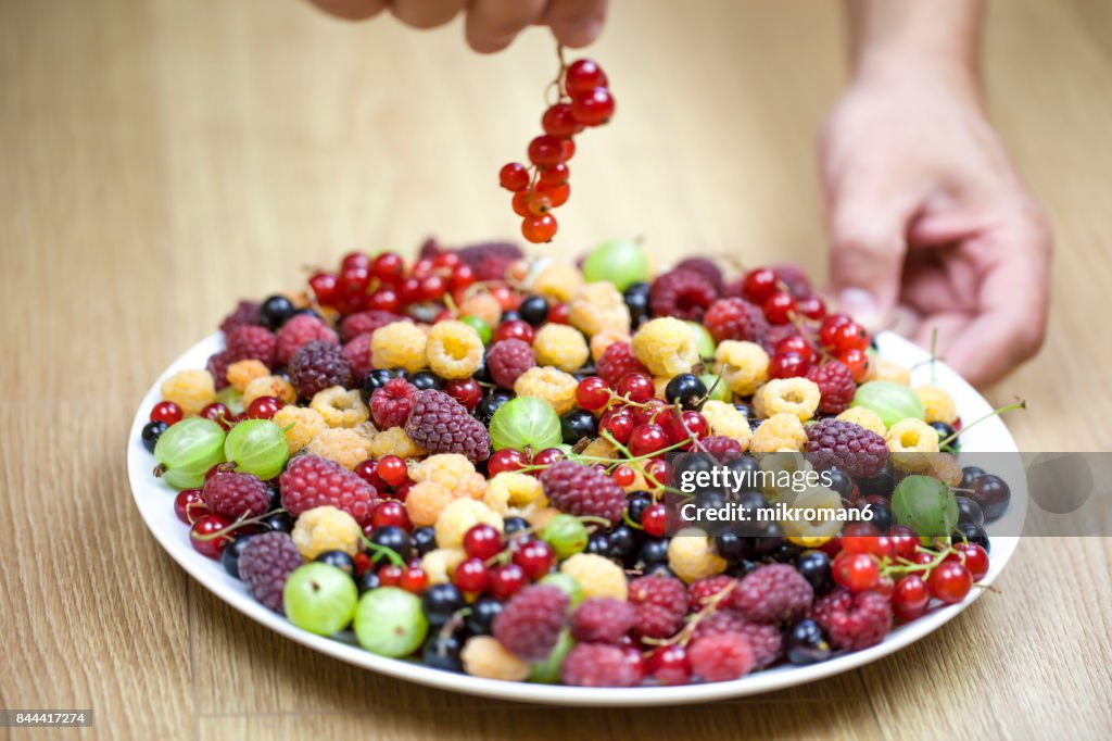 Eating healthy food, Summer berry fruits On White Plate