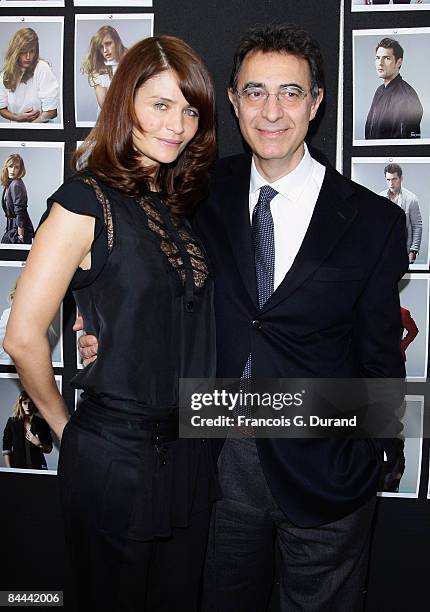 Danish Former model Helena Christensen poses with Alberto Lavia as she is photographing Models for 'Faconnable' s new collection Fall/Winter...