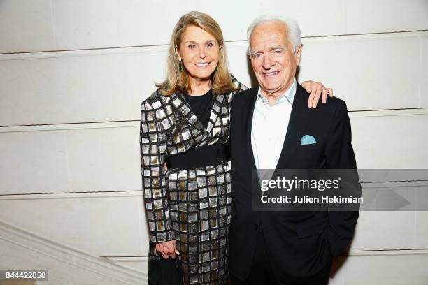 Philippe Labro and his wife attend Baccarat cocktail in Paris on September 8, 2017 in Paris, France.