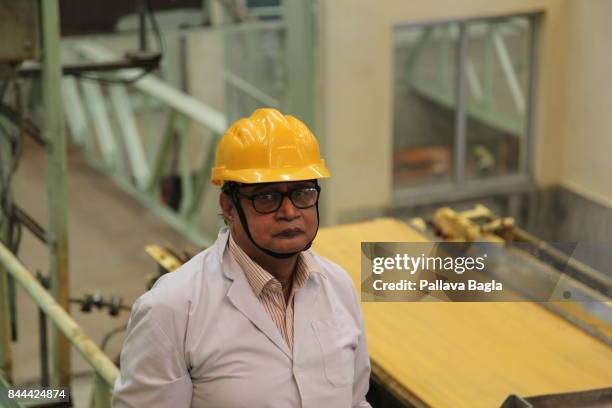 Dr Sekhar Basu, nuclear engineer and Chairman, Atomic Energy Commission of India near yellow cake. Inside Indias highly secure and rarely visited...