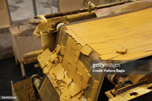 Inside Indias highly secure and rarely visited uranium processing facility at Turamidih Uranium Mill in the Jadugoda complex. The yellow substance...