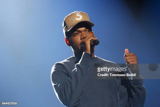 Chance the Rapper performs during XQ Super School Live, presented by EIF, at Barker Hangar on September 8, 2017 in Santa California.
