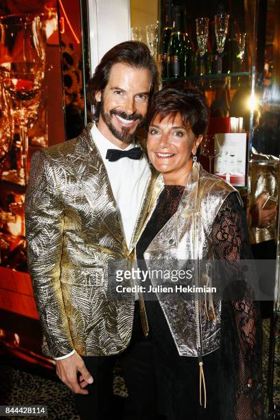 Baccarat CEO Daniela Riccardi and guest attend the Baccarat Goldfinger party in paris on September 8, 2017 in Paris, France.