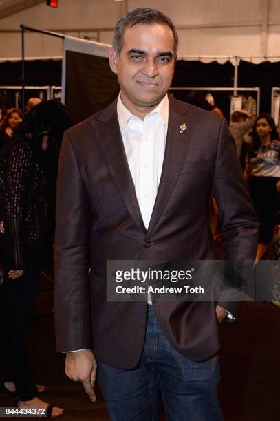 Designer Bibhu Mohapatra poses backstage for Bibhu Mohapatra fashion show during New York Fashion Week: The Shows at Gallery 1, Skylight Clarkson Sq...