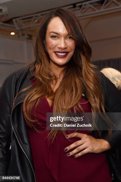 Model and professional wrestler, Nia Jax poses backstage during the Dia&Co fashion show and industry panel at the CURVYcon at Metropolitan Pavilion...
