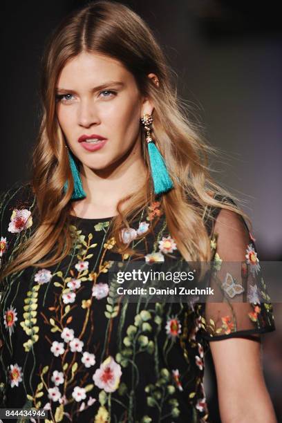Model walks the runway during the Dia&Co fashion show and industry panel at the CURVYcon at Metropolitan Pavilion West on September 8, 2017 in New...