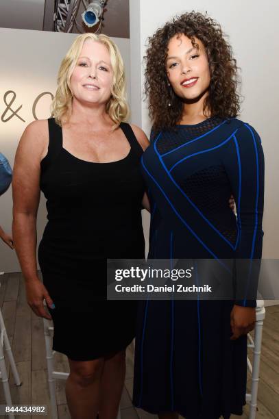 Models Emme Aronson and Marqueta Pring pose backstage during the Dia&Co fashion show and industry panel at the CURVYcon at Metropolitan Pavilion West...