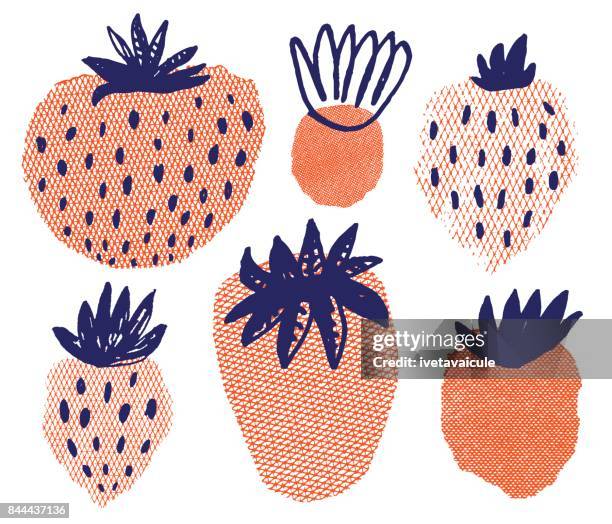 strawberry - mixed media stock illustrations