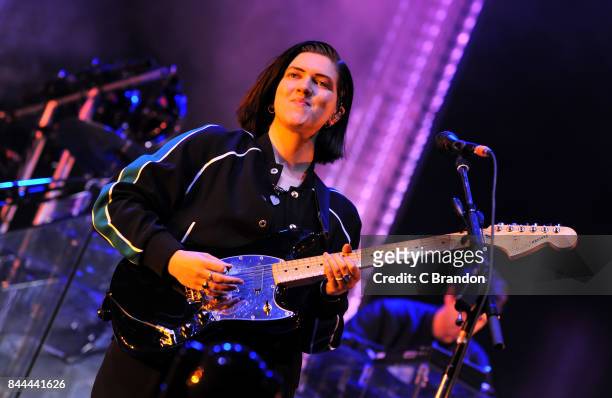 Romy Madley Croft of The XX headlines on The Castle Stage during Day 2 of Bestival at Lulworth Castle on September 8, 2017 in Wareham, England.