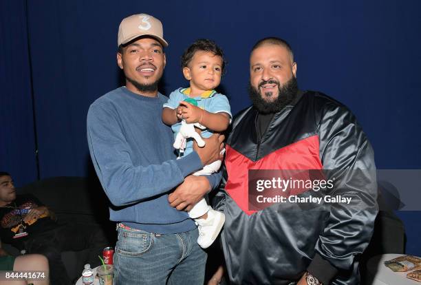Chance the Rapper and DJ Khaled attend XQ Super School Live, presented by EIF, at Barker Hangar on September 8, 2017 in Santa California.