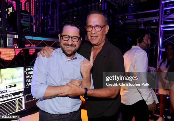 Abrams and Tom Hanks attend the XQ Super School Live, presented by EIF, at Barker Hangar on September 8, 2017 in Santa California.