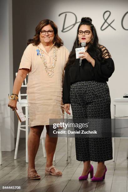 Former executive director of the Council of Fashion Designers of America, Fern Mallis and CEO & co-founder at Dia&Co, Nadia Boujarwah speak onstage...