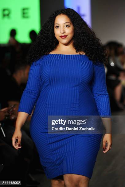 Model walks the runway during the Dia&Co fashion show and industry panel at the CURVYcon at Metropolitan Pavilion West on September 8, 2017 in New...