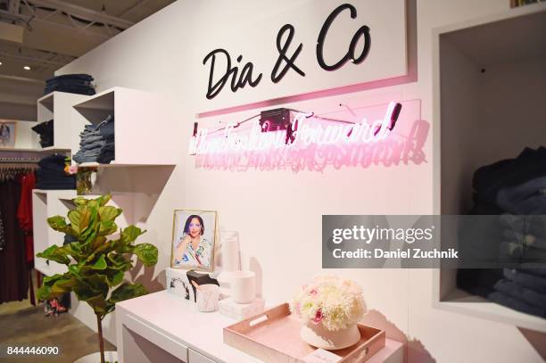 View of booth decor during the Dia&Co fashion show and industry panel at the CURVYcon at Metropolitan Pavilion West on September 8, 2017 in New York...