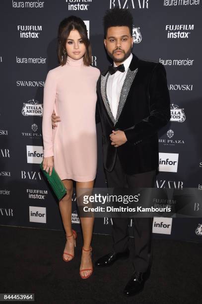 Selena Gomez and The Weeknd attend Harper's BAZAAR Celebration of "ICONS By Carine Roitfeld" at The Plaza Hotel presented by Infor, Laura Mercier,...