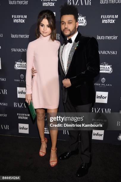 Selena Gomez and The Weeknd attend Harper's BAZAAR Celebration of "ICONS By Carine Roitfeld" at The Plaza Hotel presented by Infor, Laura Mercier,...