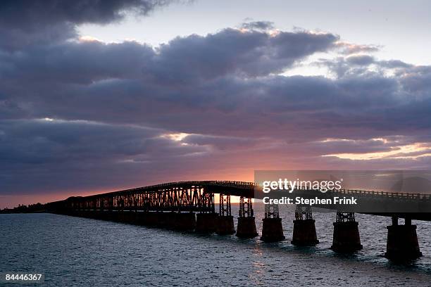 sunrise over bridge - bahia honda key stock pictures, royalty-free photos & images